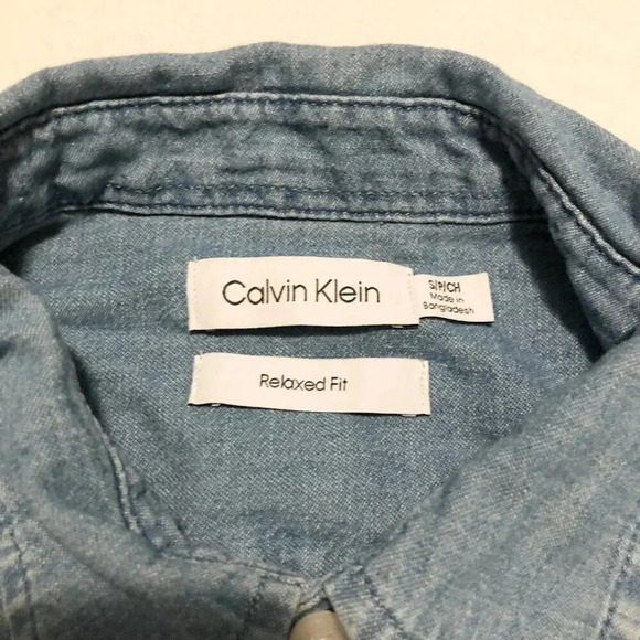 Calvin Klein Mens Size Small Jean Button  Up Shirt Relaxed Fit - Picture 2 of 16